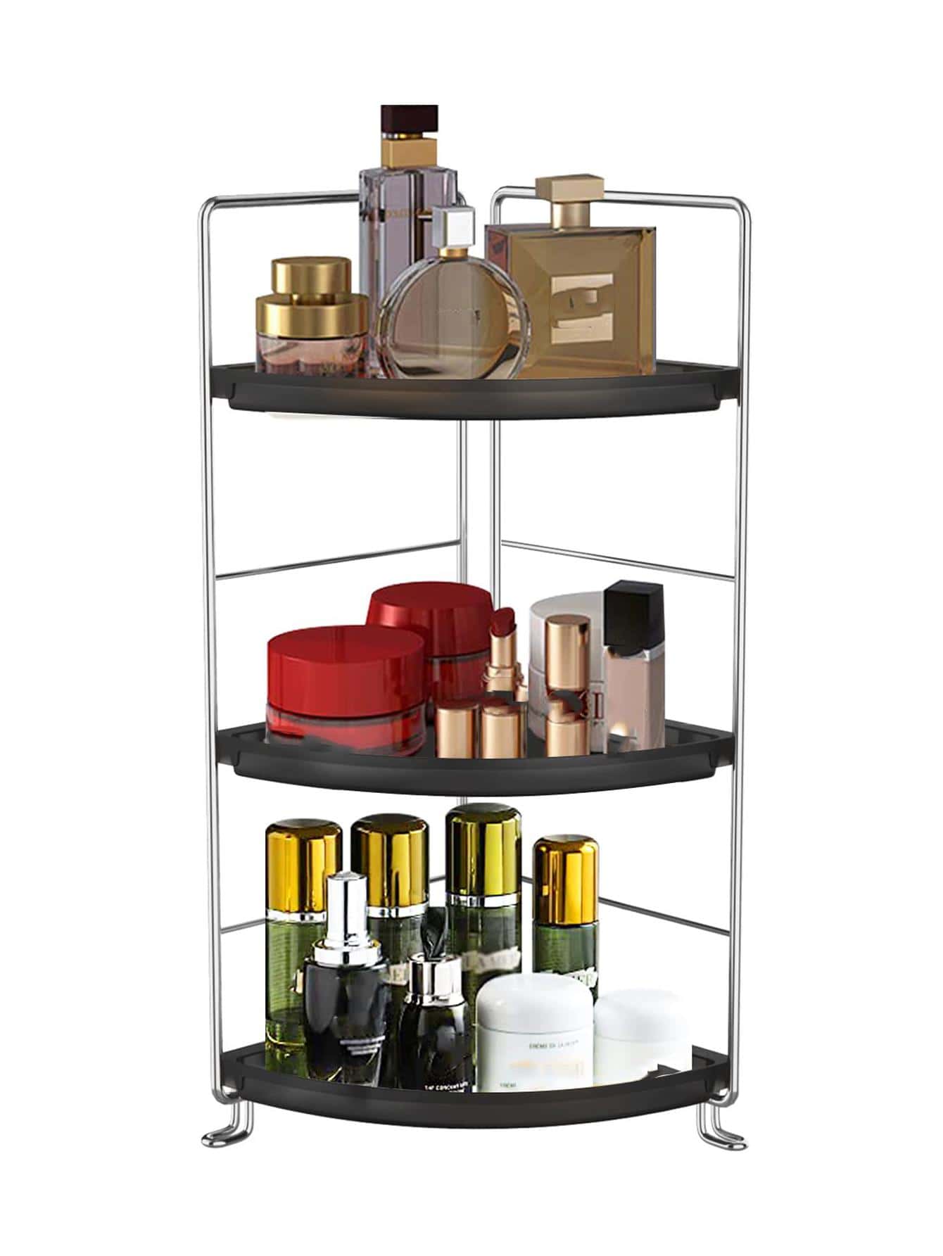 1PC Phòng Tắm Giá Đựng Đồ 3 Lớp Hình Quạt Lưu Vực - màu đen - Xem 1