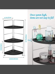 1PC Phòng Tắm Giá Đựng Đồ 3 Lớp Hình Quạt Lưu Vực - màu đen - Xem 3