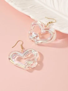 心形耳墜 - 無色 - 查看 2