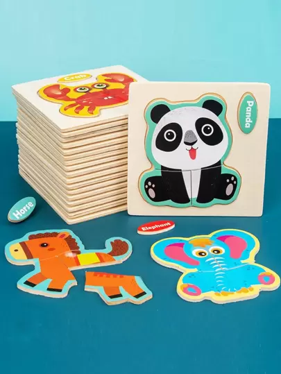 4 件套随机图案认知匹配拼图玩具，用于幼儿注意力训练、儿童拼图、拼图、幼儿拼图、数字拼图、幼儿拼图 Abc、教育拼图