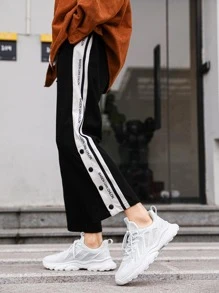 男士素色透氣網布防水台運動鞋帶前系帶適用於休閒運動 - 白色 - 查看 3