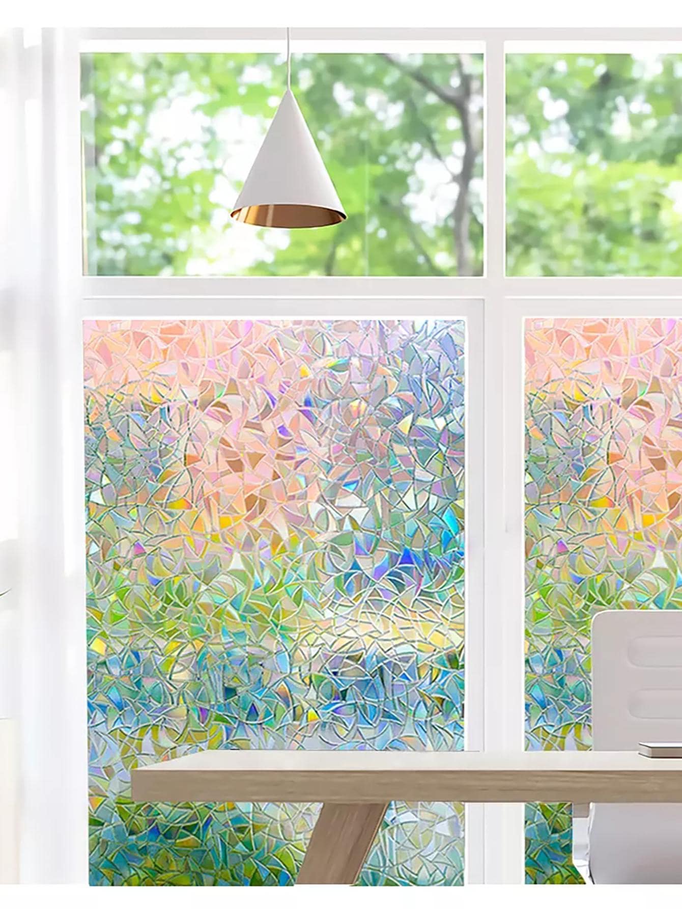 1入組玻璃窗磨砂窗膜非粘性隱私膜 - 彩色 - 查看 1