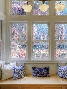 1入組玻璃窗磨砂窗膜非粘性隱私膜 - 彩色 - 查看 4