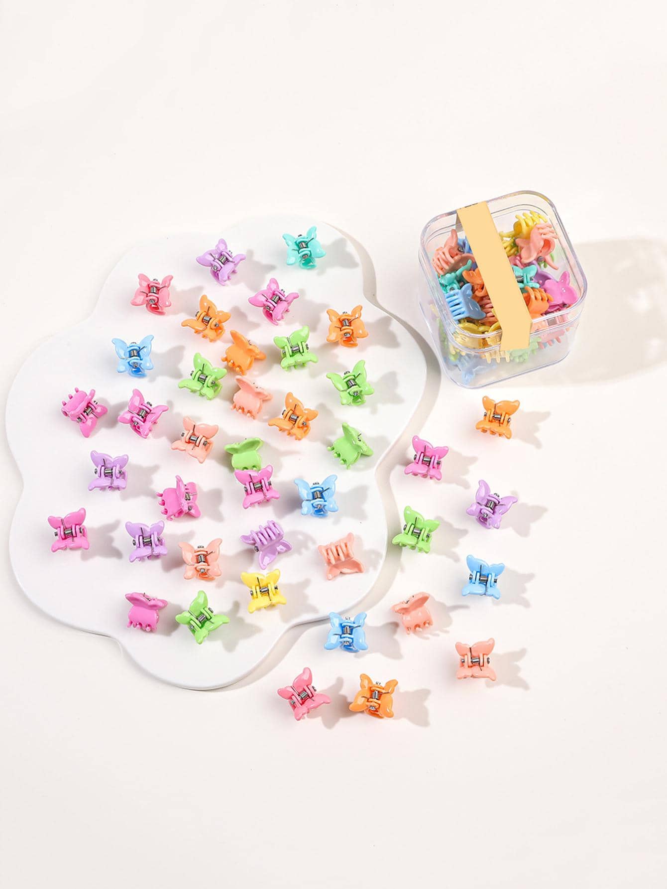 40入組蝴蝶裝飾髮夾 - 彩色 - 查看 1