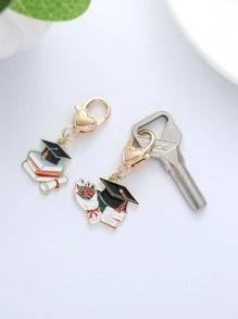 2入組女士畢業禮物書本和畢業帽時尚鑰匙扣，休閒 - 彩色 - 查看 3