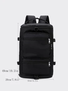 大容量防水周末旅行手提包/背包/单肩包，适合过夜医院探望，设有干湿分离层和鞋仓，多功能休闲便携书包，适用于商务、度假、户外、滑雪、运动，适合中小学生，可作背包使用，适合返校季，配有行李带设计，防盗，轻便，适合运动场所。 - 黑色 - 查看 6