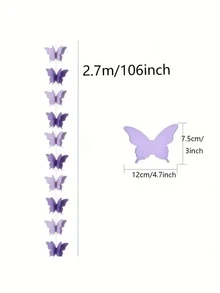 1 vòng hoa giấy trang trí bướm 3D - Màu tím hoa cà - Xem 3