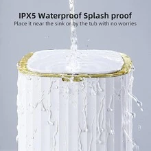 Bathroom Trashs Can - 3.5 Gallon Automatic TrashCan,Waterproof Slim Touchless Bathroom Garbage Can With A Lid(White With Gold Trim) - Vàng - Xem 3