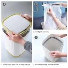 Bathroom Trashs Can - 3.5 Gallon Automatic TrashCan,Waterproof Slim Touchless Bathroom Garbage Can With A Lid(White With Gold Trim) - Vàng - Xem 7