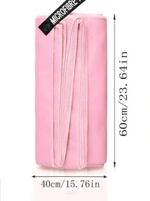 1pc Pink Microfiber Camping Towel With Bag - Baby Pink - View 3
