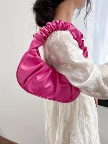 時尚百褶單肩包粉色 - 玫瑰紅 - 查看 3