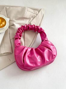 時尚百褶單肩包粉色 - 玫瑰紅 - 查看 7