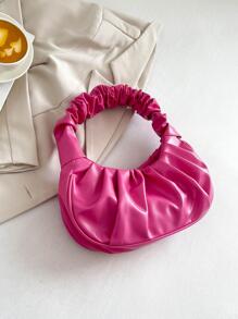 時尚百褶單肩包粉色 - 玫瑰紅 - 查看 6