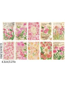 60 cái Nhãn dán hình hoa các loại, Nhãn dán trang trí đa năng cho thủ công DIY, Trang trí tài khoản cầm tay - Hồng - Xem 2