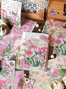 60 cái Nhãn dán hình hoa các loại, Nhãn dán trang trí đa năng cho thủ công DIY, Trang trí tài khoản cầm tay - Hồng - Xem 4