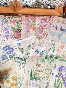 60 cái Nhãn dán hình hoa các loại, Nhãn dán trang trí đa năng cho thủ công DIY, Trang trí tài khoản cầm tay - Hồng - Xem 5