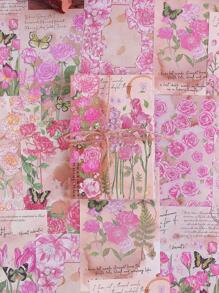 60 cái Nhãn dán hình hoa các loại, Nhãn dán trang trí đa năng cho thủ công DIY, Trang trí tài khoản cầm tay - Hồng - Xem 1