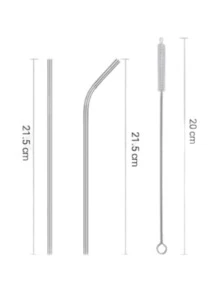 Par Popote / Pajilla metálica Ecológico Reutilizable - Plateado - Ver 2