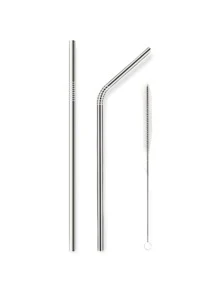 Par Popote / Pajilla metálica Ecológico Reutilizable - Plateado - Ver 1