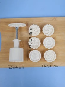 5入組/套白色曲奇壓模,手持月餅郵票,適用於烘烤 - 白色 - 查看 4
