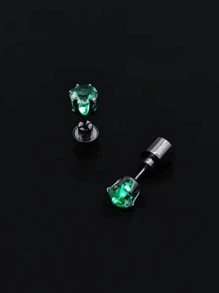 水鑽裝飾耳釘適合日常裝飾，打造時尚外觀 - 綠色 - 查看 1
