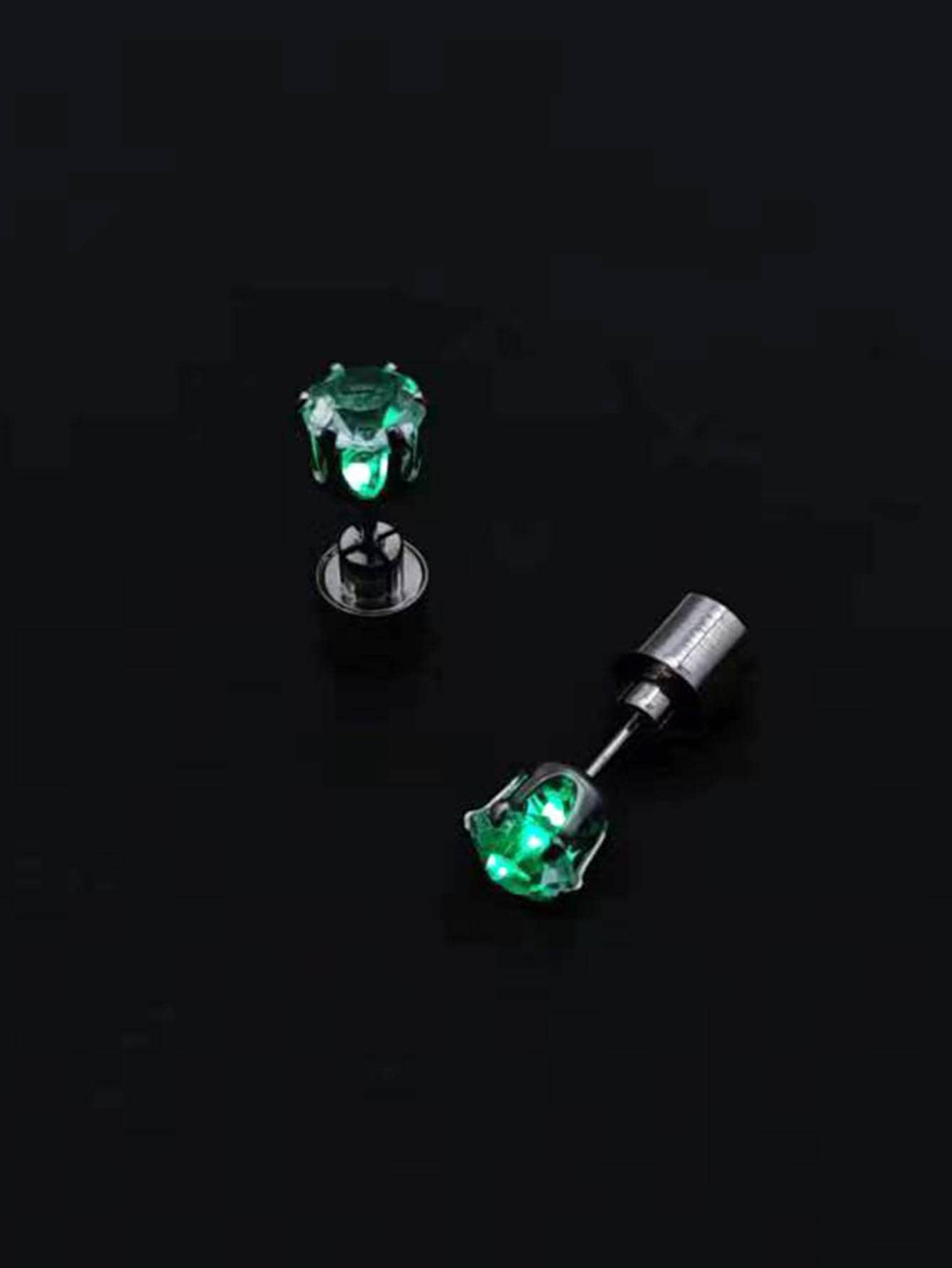 水鑽裝飾耳釘適合日常裝飾，打造時尚外觀 - 綠色 - 查看 1