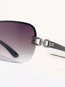 1 Cặp Ống Kính Một Mảnh Nữ Y2K Kính Thời Trang Cho Cuộc Sống Hàng Ngày - Màu Xám nhạt - Xem 4