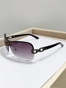 1 Cặp Ống Kính Một Mảnh Nữ Y2K Kính Thời Trang Cho Cuộc Sống Hàng Ngày - Màu Xám nhạt - Xem 2