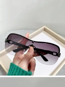 1 Cặp Ống Kính Một Mảnh Nữ Y2K Kính Thời Trang Cho Cuộc Sống Hàng Ngày - Màu Xám nhạt - Xem 1