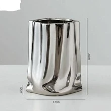 1入組瓷花瓶，創意銀花花瓶，家居裝飾 - 銀色 - 查看 2