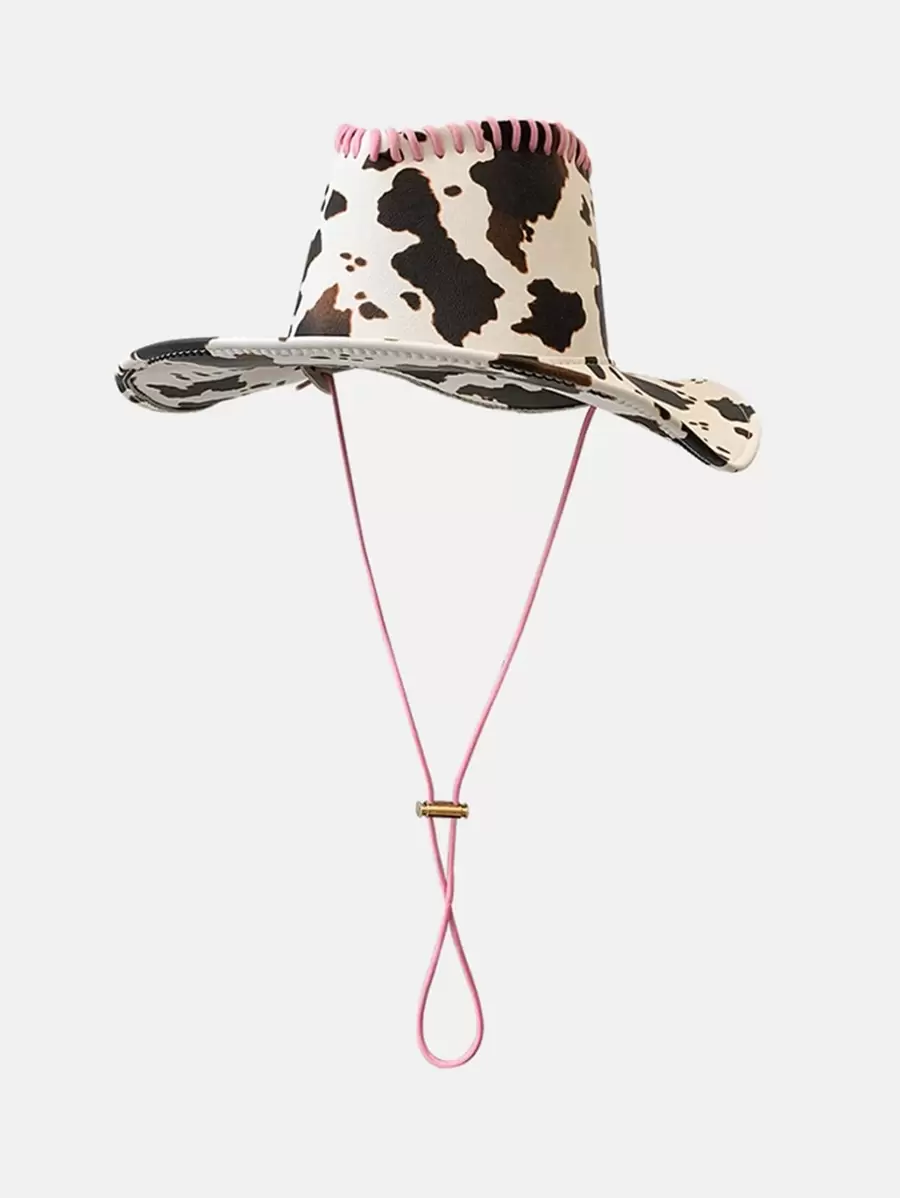 1 Nữ Bò Họa Tiết Khâu Chi Tiết Có Thể Điều Chỉnh Da Bò Nón Fedora Cho Cuộc Sống Hàng Ngày
