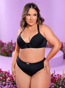 Plus Size Bra & Panty Sets - 黑色 - 查看 3