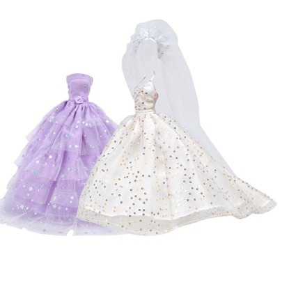  E-TING 2 Pcs Beautiful Bride Clothing Party Ball Dress For Girl Dolls