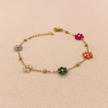1入時尚可愛少女新款鈦鋼花珠手鍊珠寶設計不鏽鋼手飾，生日/聖誕/新年禮物，舞會裝飾 - 彩色 - 查看 6