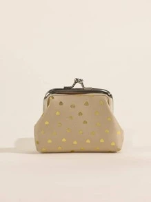 1pc Cute Cartoon Coin Purse, Strawberry Pattern Clip Pouch, Women Coin Storage Wallet, Suitable For Travel, Gift - Beige - View 3