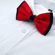 1pc Men Two T1 Bow Tie Ideal Choice For Gifts Casual - Red - View 3