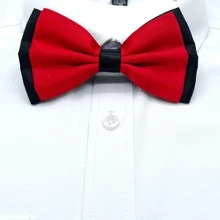 1pc Men Two T1 Bow Tie Ideal Choice For Gifts Casual - Red - View 2