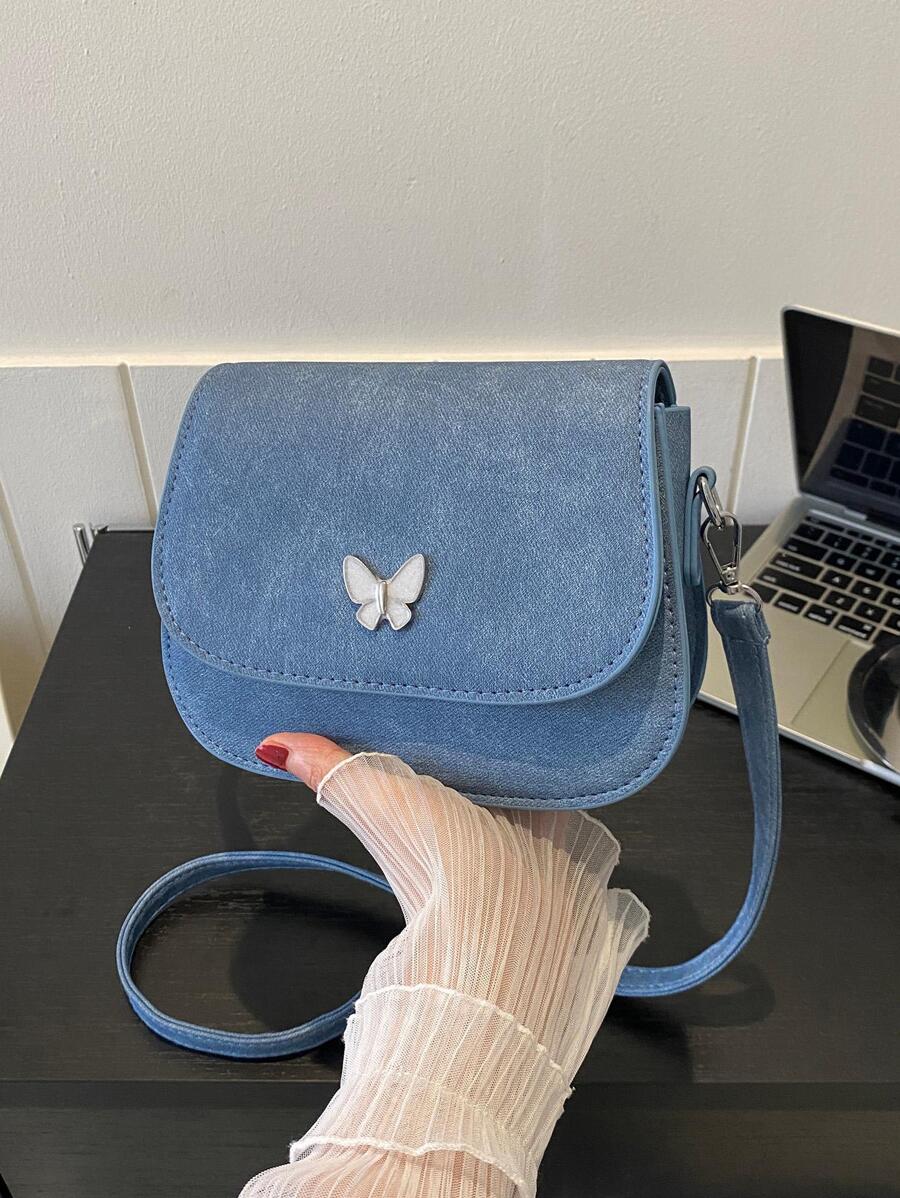 Túi đeo chéo trang trí hình bướm thời trang - Màu xanh lam - Xem 1