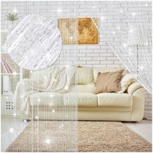 裝飾用線帶閃爍閃閃發光門窗帘，閃亮線帶裝飾掛飾，用於臥室家居裝飾門簾客廳隔斷窗簾 - 白色 - 查看 1