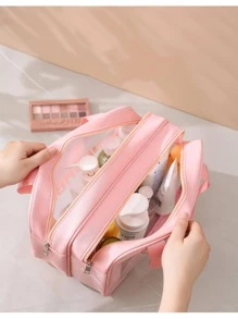 Túi lưu trữ mỹ phẩm đồ họa chữ cái - Hồng - Xem 4