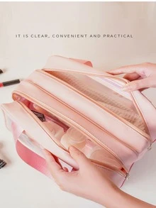 Túi lưu trữ mỹ phẩm đồ họa chữ cái - Hồng - Xem 5
