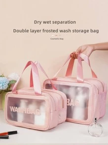 Túi lưu trữ mỹ phẩm đồ họa chữ cái - Hồng - Xem 6