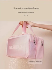 Túi lưu trữ mỹ phẩm đồ họa chữ cái - Hồng - Xem 2