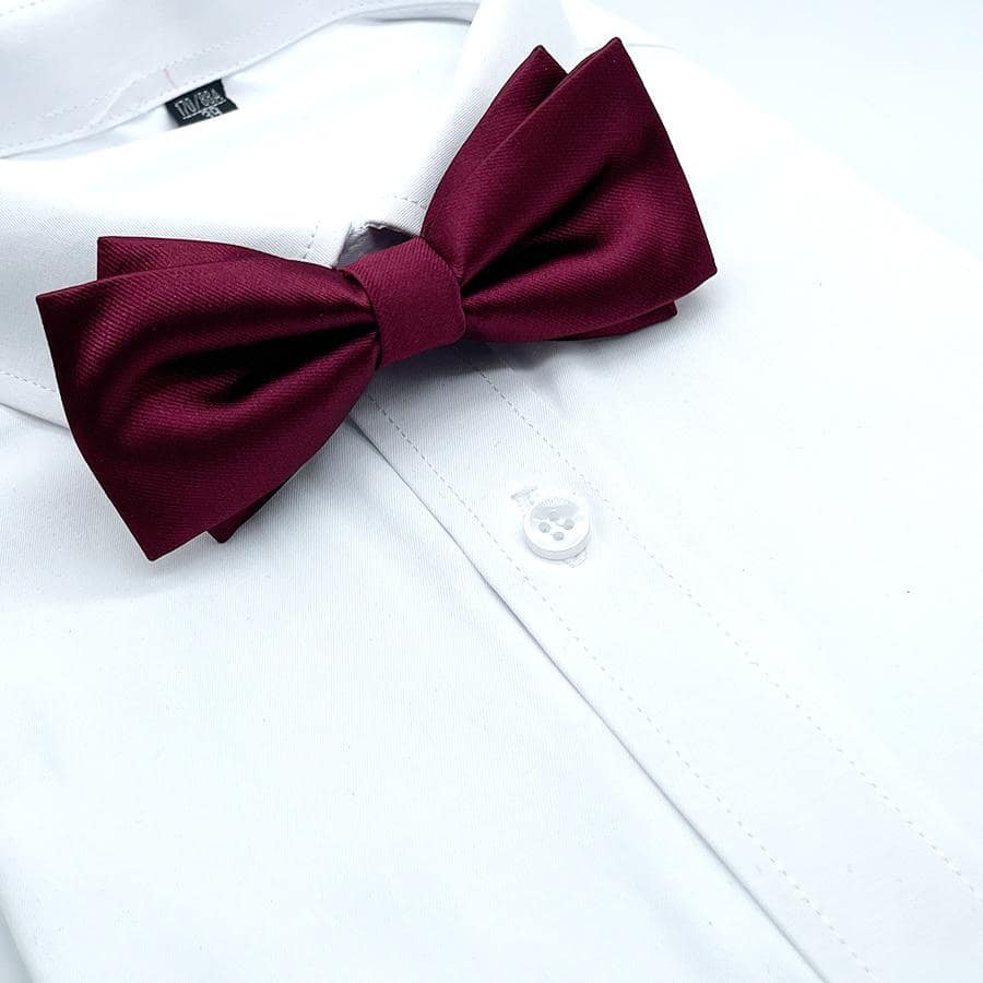 1 pieza Corbata de moño sólida para hombres, padrinos de boda, novio, formal, de negocios, boda, corbata/corbata de moño para decoración casual - Burdeos - Ver 1