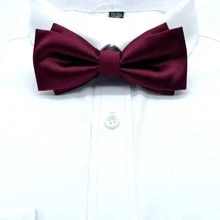 1 pieza Corbata de moño sólida para hombres, padrinos de boda, novio, formal, de negocios, boda, corbata/corbata de moño para decoración casual - Burdeos - Ver 2