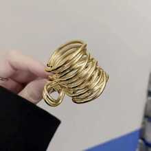1 件女士中号金属发爪，适合高马尾，适合浓密长发 - 金色 - 查看 2