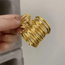 1 件女士中号金属发爪，适合高马尾，适合浓密长发 - 金色 - 查看 3