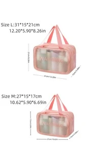 Túi lưu trữ mỹ phẩm đồ họa chữ cái - Hồng - Xem 7