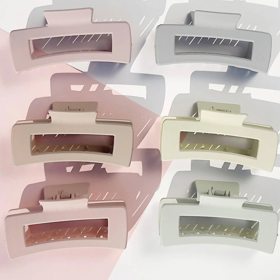 6入組矩形設計極簡髮爪 - 彩色 - 查看 1