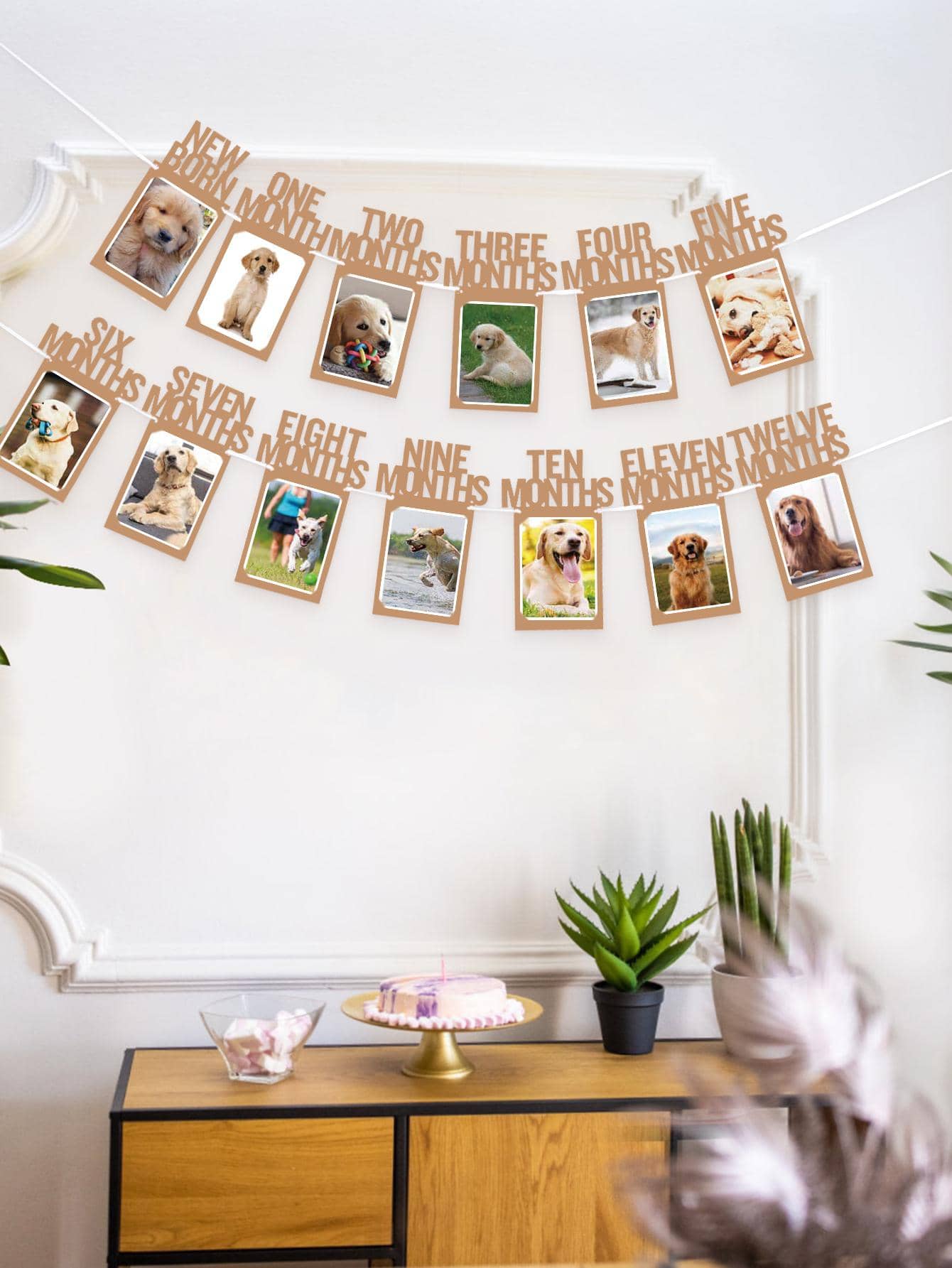 Biểu ngữ ảnh sinh nhật lần thứ 1 cho trẻ sơ sinh đến 12 tháng, Ảnh cột mốc hàng tháng Bunting Garlan - gừng - Xem 1